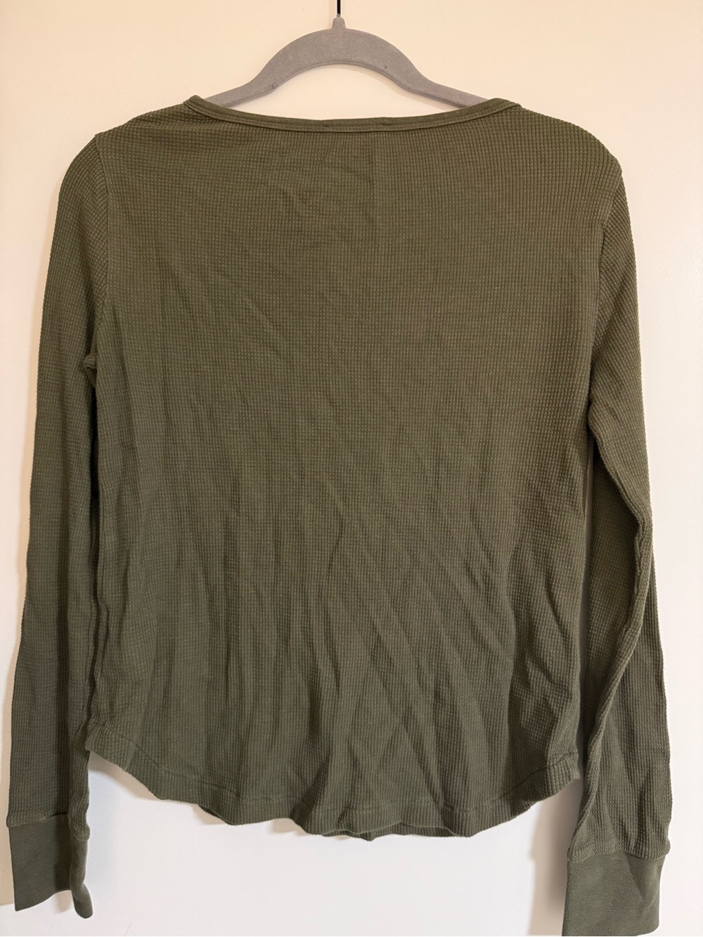 Madewell Waffle-Knit Scoopneck Henley Olive Green M - Picture 4 of 5